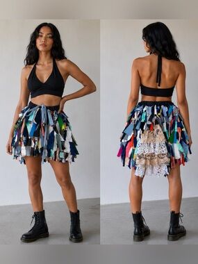 Upcycled Bustle Skirt Fairy Pixie Tattered Festival Lagenlook Steampunk Poncho